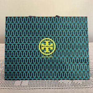 Tory Burch blue, purple & green paper shopping bag